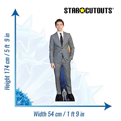 STAR CUTOUTS- Tom Holland Lifesize Cardboard with Free Cut out 1 Recorte tamaño Real con 1 Mini Corte de cartón, Multicolor (CS756)