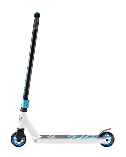 STAR SCOOTER Patinete Patineta Scooter Freestyle Stuntscooter para niños y niñas a Partir de 7 años y Adultos | 100 mm Edición Entrada | Blanco Azul