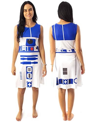 Star Wars R2D2 Disfraz Vestido Mujer Mujer Cosplay Droid Ropa Blanca L