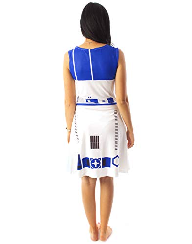 Star Wars R2D2 Disfraz Vestido Mujer Mujer Cosplay Droid Ropa Blanca L