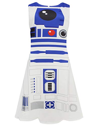 Star Wars R2D2 Disfraz Vestido Mujer Mujer Cosplay Droid Ropa Blanca L