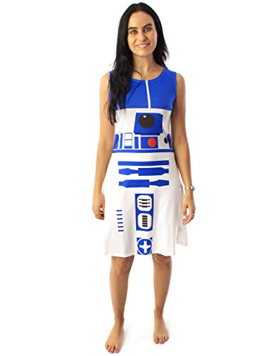 Star Wars R2D2 Disfraz Vestido Mujer Mujer Cosplay Droid Ropa Blanca L