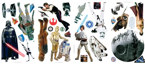 Star Wars RMK1586SCS Juego de Pegatinas de Pared Roommates, Black, Brown, Gray, Blue, Green, Red, Purple, Estándar