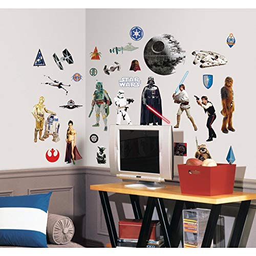 Star Wars RMK1586SCS Juego de Pegatinas de Pared Roommates, Black, Brown, Gray, Blue, Green, Red, Purple, Estándar