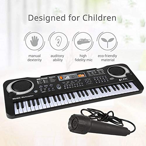 Staright 61 Teclas Órgano electrónico USB Teclado Digital Piano Instrumento Musical Juguete para niños con micrófono