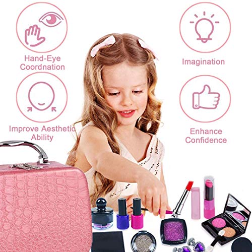 STAY GENT Fake Maquillaje Niñas Set para Chicas, Fake Maquillaje Kit con para Cosmético Bolsa para Niño Papel Toca, Chica Juguetes Regalo para Cumpleaños, Navidad (No Real Maquillaje)