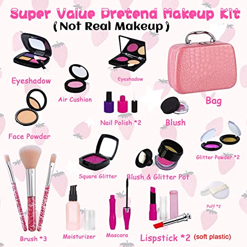 STAY GENT Fake Maquillaje Niñas Set para Chicas, Fake Maquillaje Kit con para Cosmético Bolsa para Niño Papel Toca, Chica Juguetes Regalo para Cumpleaños, Navidad (No Real Maquillaje)