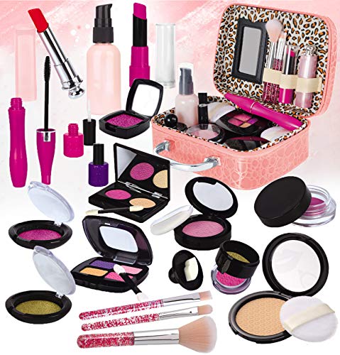 STAY GENT Fake Maquillaje Niñas Set para Chicas, Fake Maquillaje Kit con para Cosmético Bolsa para Niño Papel Toca, Chica Juguetes Regalo para Cumpleaños, Navidad (No Real Maquillaje)