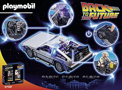 Steinchenwelt Playmobil 70317 Back to The Future Delorean + 70459 Back to The Future Marty McFly y Dr. Emmett Brown