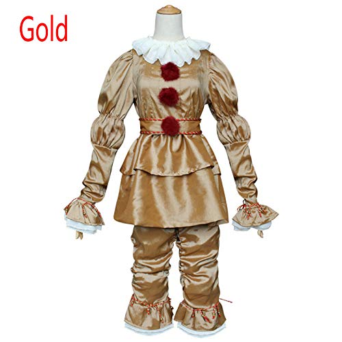 Stephen King's It Pennywise Disfraz de Cosplay Scary Joker Suit Halloween Clown Cos (Gold, S)