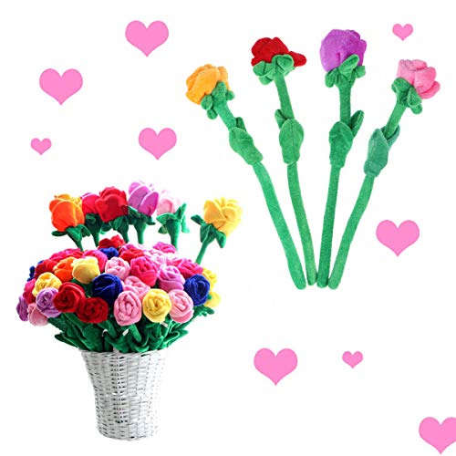 STOBOK 4 unids Flores de Peluche Rosa Flor de Peluche de Juguete de Felpa Artificial Juguete para niños Regalo de cumpleaños florero decoración 30 cm