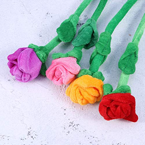 STOBOK 4 unids Flores de Peluche Rosa Flor de Peluche de Juguete de Felpa Artificial Juguete para niños Regalo de cumpleaños florero decoración 30 cm