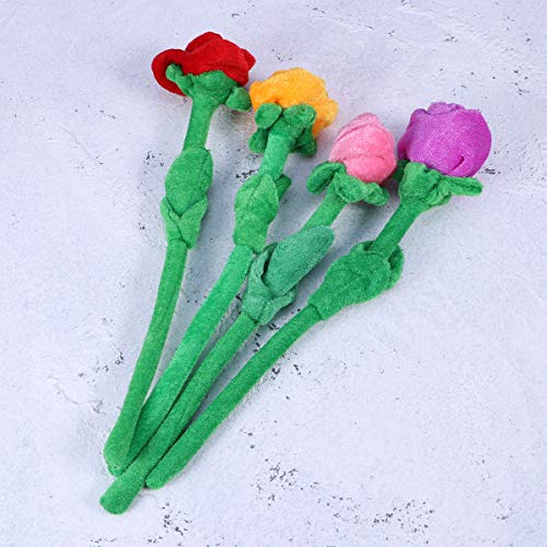 STOBOK 4 unids Flores de Peluche Rosa Flor de Peluche de Juguete de Felpa Artificial Juguete para niños Regalo de cumpleaños florero decoración 30 cm