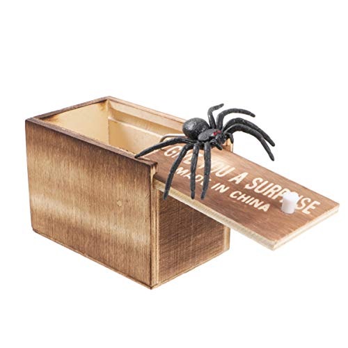 STOBOK Spider Broma Scare Box Caja de madera Sorpresa Cajas de broma de broma Juguetes para regalos de fiesta (con letras 1 araña en 1 caja)