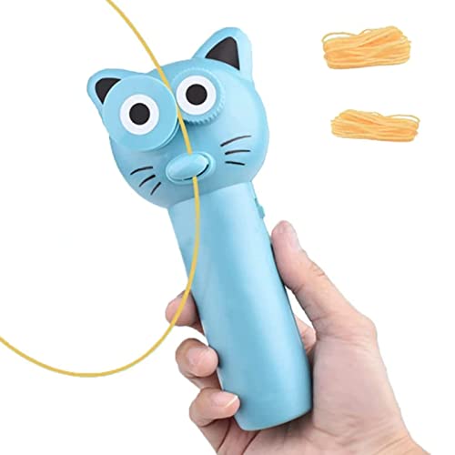 String Toy, String Launcher Rope Launcher, Creative Cat Shape String Launcher Toy Handheld Toy with Rope String, Fun Outdoor Electric Thrusters Decompression Toy for Kids (Blue)