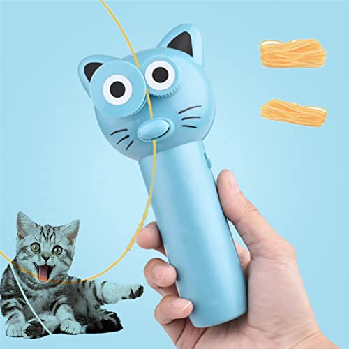 String Toy, String Launcher Rope Launcher, Creative Cat Shape String Launcher Toy Handheld Toy with Rope String, Fun Outdoor Electric Thrusters Decompression Toy for Kids (Blue)