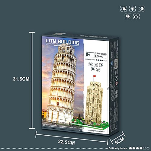 STRTG Bloques De Construcción De Arquitectura La Torre Inclinada De Pisa, (2148 Piezas) Mini Bloques Nano, Juego De Construcción Y Modelo Coleccionable para Adultos, Niños