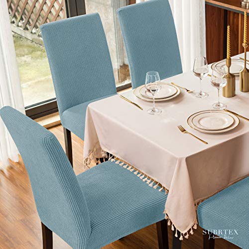 subrtex - Funda de Silla de Comedor elástica Extensible Antideslizante para Silla, Azul Claro, 2 Pièce