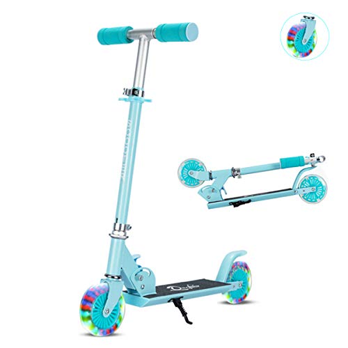 Sumeber Scooter Patinete Infantil Patinete Plegable con Ruedas de Colores Light Up, Patinete con 3 Alturas Regulables y 2 Ruedas de PU Patinete Infantil como Regalo de cumpleaños (Light Blue)