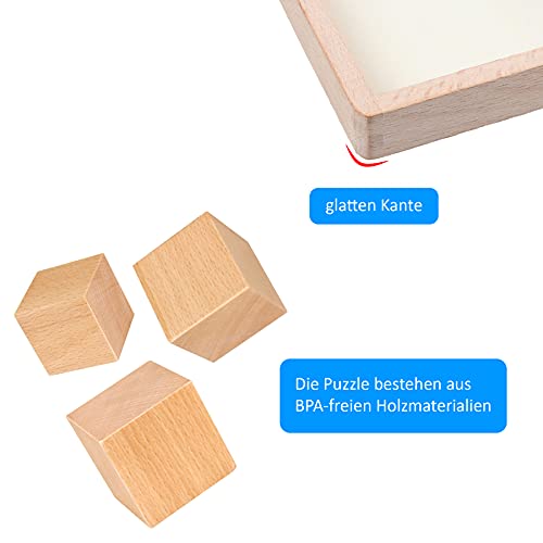 Sunarrive Puzzle de madera – puzzle de madera 3D – puzzle cubos de madera – juguete educativo – Montessori – puzzle infantil – Cubo apilable para niños a partir de 2 3 años (animales)