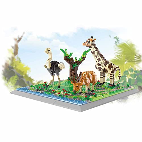 Sunbary Modelo de bloques de construcción DIY con diseño de jirafa, alce de jirafa, juego de construcción de animales con base, 2010 piezas de sujeción, regalo para niños y adultos