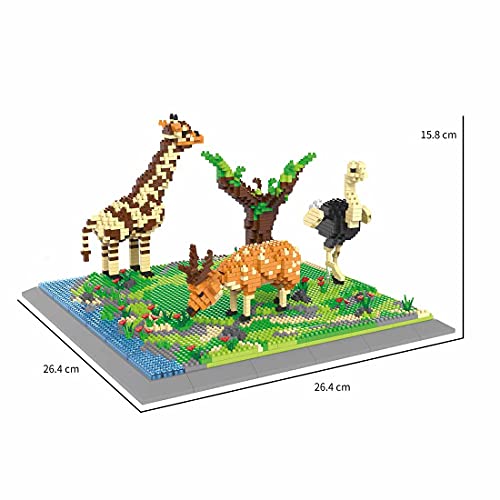 Sunbary Modelo de bloques de construcción DIY con diseño de jirafa, alce de jirafa, juego de construcción de animales con base, 2010 piezas de sujeción, regalo para niños y adultos