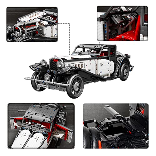 Sunery Bloques de construcción de coches clásicos para Bugatti 50T, 2,4 GHz/APP RC, modelo antiguo, 3564 + piezas de montaje compatibles con Lego Technic