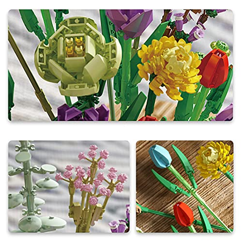 Sunery Botanical Ramo de Flores Juguete de Construcción, Manualidades para Adultos, Colección Botánica, 999 Piezas Set de Construcción Compatible con Lego 10280 Creator Flores