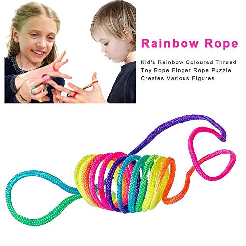 Sunshine smile Cordón Arcoíris,12 Piezas Niños Macrame Cordón del Juego,Juego de Dedos Cuerda,Juego de Cuerda de Dedo,Cuerda de Cuerda arcoíris,Cuerda para Dedo,Cuerda de Dedo,Rainbow Rope