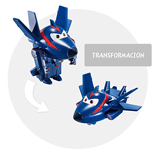 Super Wings - Chase, figura transformable Super Wings, 6 x 5.5 x 5.5 cm (ColorBaby 85216)