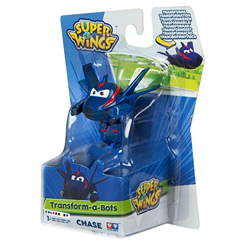 Super Wings - Chase, figura transformable Super Wings, 6 x 5.5 x 5.5 cm (ColorBaby 85216)