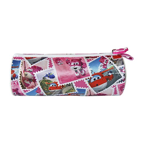 Super Wings- Estuche portatodo cilindrico, Color Rosa, 21 cm (Artesanía Cerdá 2100001778)