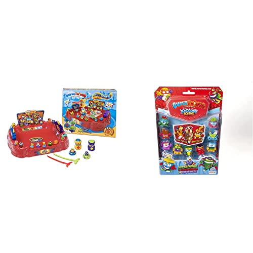 SuperThings Playset Battle Arena, Contiene 1 Arena, 2 Battle Spinners Exclusivos y 2 Exclusivos (PSTSP112IN70) + Kazoom Kids – Blíster 10 (Incluye 1 líder Dorado)