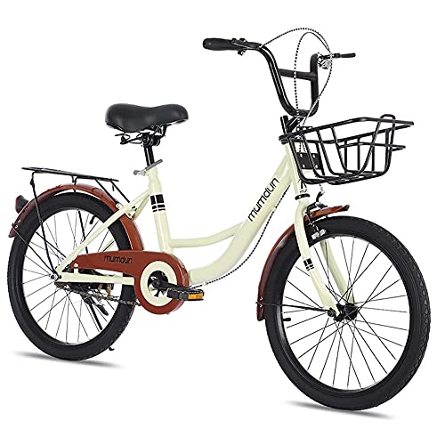 SUYUDD Bicicleta De Crucero para Niñas De 16-22 Pulgadas con Canasta Y Asiento Trasero, Bicicletas De Carretera para Exteriores para Adolescentes Y Niños para Viajar En La Ciudad Salvaje