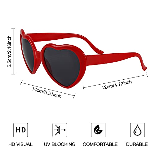 Swetup 2 Pares de Gafas de efectos especiales de corazón, Gafas de sol con forma de corazón, gafas con forma de corazón de amor para fiestas de música al aire libre/bar/club nocturno