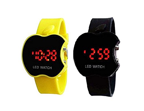 Swissrock Reloj de pulsera LED digital combinado amarillo y negro