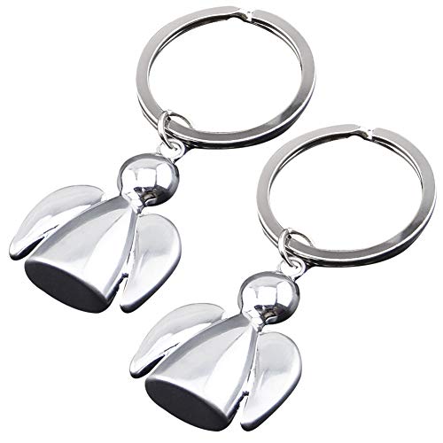 SZWL 2pcsLlavero Ángel , Ángel Llavero de Pareja Llavero ángel de Plata Metal ,Ángel de la Guard Plata Se puede para fiestas de comunión regalos de invitados decoración de mochilas,Llaveros