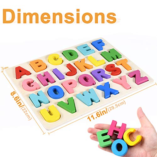 Tablero del Rompecabezas Alfabeto,Aprendizaje temprano Juguetes de Madera educativos para bebé， Multicolor Rompecabezas Bloques de Letras ABC Abecedario para Niños Juguetes de Madera Educativos