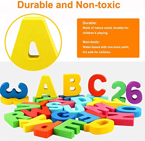 Tablero del Rompecabezas Alfabeto,Aprendizaje temprano Juguetes de Madera educativos para bebé， Multicolor Rompecabezas Bloques de Letras ABC Abecedario para Niños Juguetes de Madera Educativos