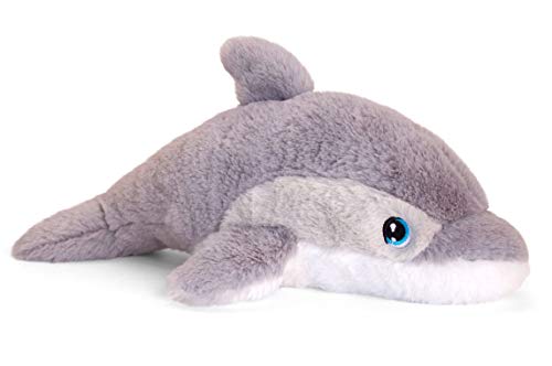 tachi Peluche de delfín gris, tamaño grande, 25 cm, seguro para niños, tumbado