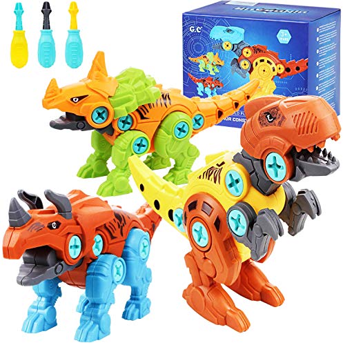 Tacobear 3PCS Dinosaurios Juguetes para Niños Juguetes de Montaje con Destornillador Juego Construccion Puzzle Dinosaurios Bricolaje Desmontar Juguete para Niños Niñas