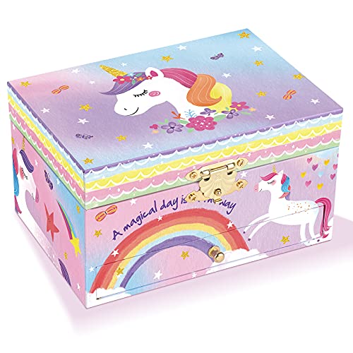 Tacobear Cajas de Musical Caja de música para Niñas Unicornio Joyero Musical con Pulsera y Cajón Unicornio Cumpleanos Regalos para Niñas 3 4 5 6 7 8 9 10 años