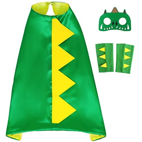 Tacobear Disfraz Dinosaurio Niño Cosplay Capa Dinosaurio con Máscara Dinosaurio Guantes Dinosaurio Capa Suave Carnaval Halloween Navidad Disfraces para Niños Niñas de 3 4 5 6 7 8 Años(Verde)