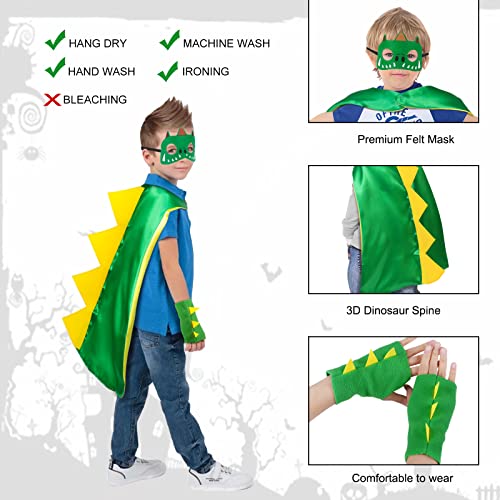 Tacobear Disfraz Dinosaurio Niño Cosplay Capa Dinosaurio con Máscara Dinosaurio Guantes Dinosaurio Capa Suave Carnaval Halloween Navidad Disfraces para Niños Niñas de 3 4 5 6 7 8 Años(Verde)