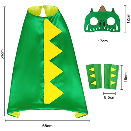 Tacobear Disfraz Dinosaurio Niño Cosplay Capa Dinosaurio con Máscara Dinosaurio Guantes Dinosaurio Capa Suave Carnaval Halloween Navidad Disfraces para Niños Niñas de 3 4 5 6 7 8 Años(Verde)