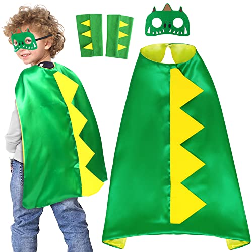 Tacobear Disfraz Dinosaurio Niño Cosplay Capa Dinosaurio con Máscara Dinosaurio Guantes Dinosaurio Capa Suave Carnaval Halloween Navidad Disfraces para Niños Niñas de 3 4 5 6 7 8 Años(Verde)