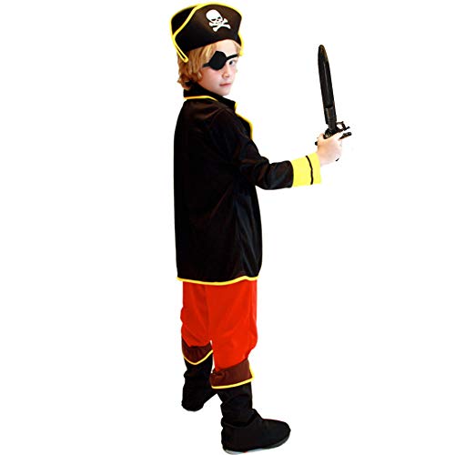 Tacobear Disfraz Pirata Niño con Pirata Accesorios Pirata Sombrero Parche Daga brújula Monedero Pendiente Pirata Disfraz de Halloween Niños (L 7-9 años)