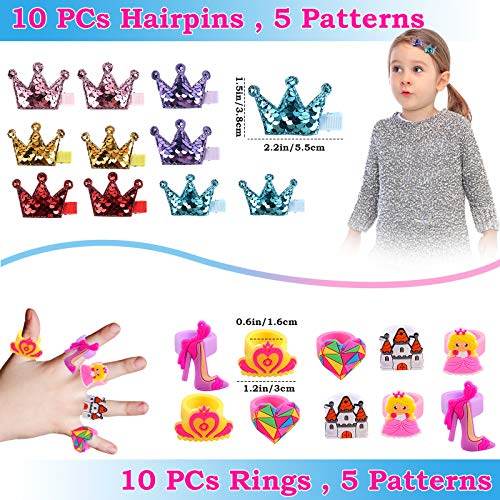 Tacobear Piñatas de Cumpleaños Niña 70pcs Princesa Regalos Piñata Pulsera Anillo Llavero Corona Pinzas para Cabello Pegatinas Sellos Piñata Rellenos para Huevos de Pascua Suministros Fiesta Princesa