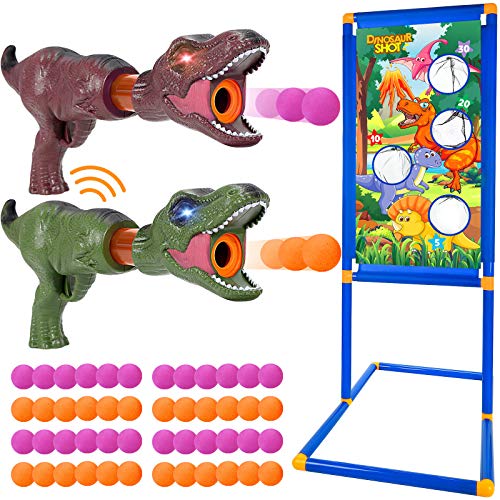 Tacobear Pistola Juguete Pistola Dinosaurio Juego de Tiro al Aire Libre Pistola con Sonido Luz Objetive de Tiro Pistola Blaster Bolas de Espuma Juguete Niño 5 6 7 8 9 10+ Años