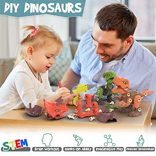 Take Apart - Juguetes de dinosaurio para niños de 3 a 7, STEM Kids Play Dinosaur Toys, juguetes de dinosaurio de construcción para niños con taladro eléctrico para, niños y niñas regalos de cumpleaños